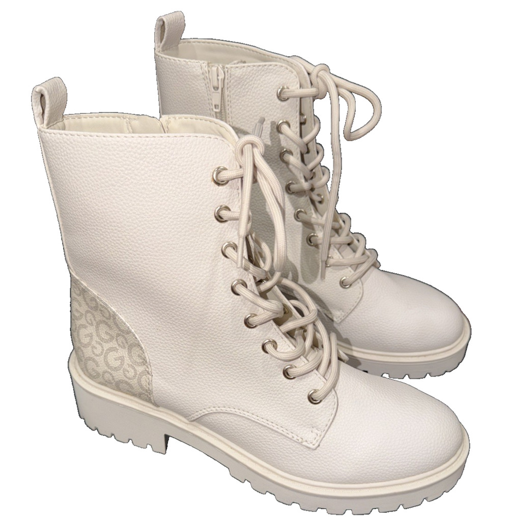 G by Guess Ivory Cream Combat Lug Boots Women’s 9 Never Worn
